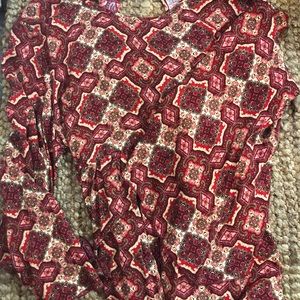 Red Print Bell Sleeve Babydoll Dress